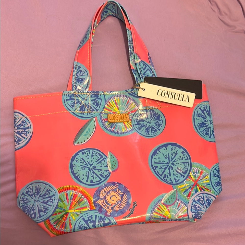Consuela Pink and Blue Citrus Tote Bag